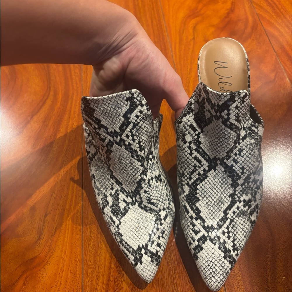 Wild Pair Black and White Snakeskin Heeled Boots